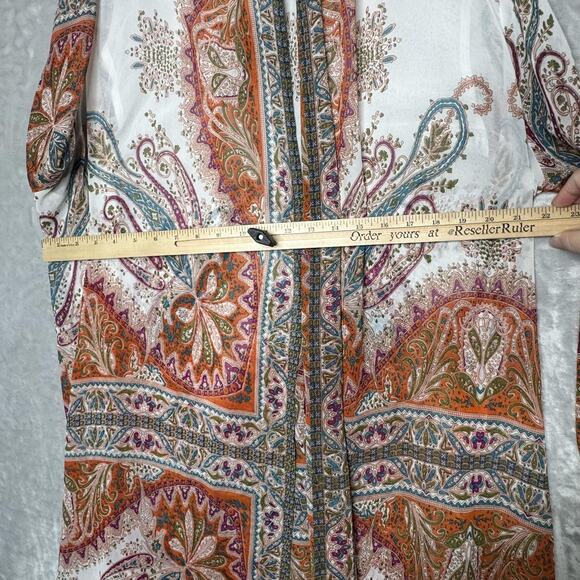 Soft Surroundings Kimono Cardigan Womens Large Sheer Paisley Boho Lightweight - Picture 7 of 11